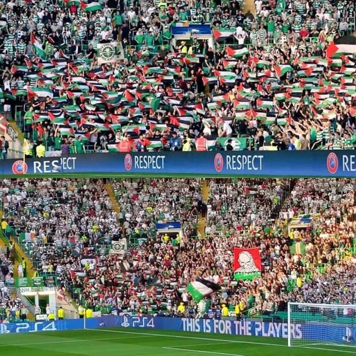 اتحاد كرة القدم الاوروبي يعاقب فريق سيلتيك بسبب رفع جماهيره لاعلام فلسطين امس امام بئر السبع
